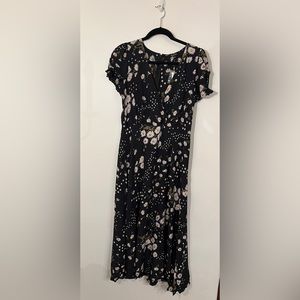 Madewell Puff-Sleeve Wrap-Front Midi Dress in Polka Daisies size 6